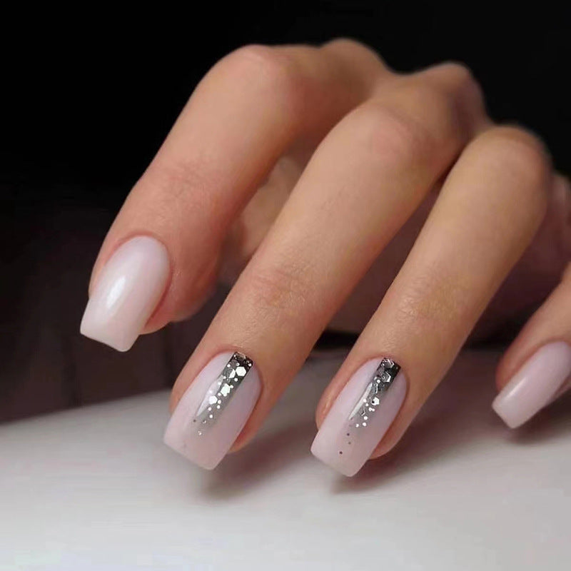 Milky Pink Silver Glitter