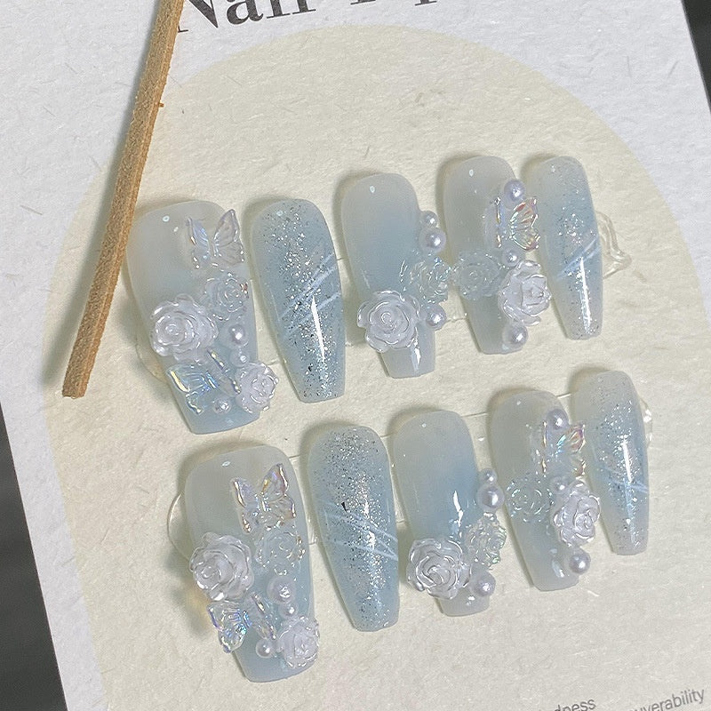 Blue Ombre 3D Rose Butterfly