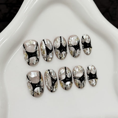 Black Silver Abstract Foil