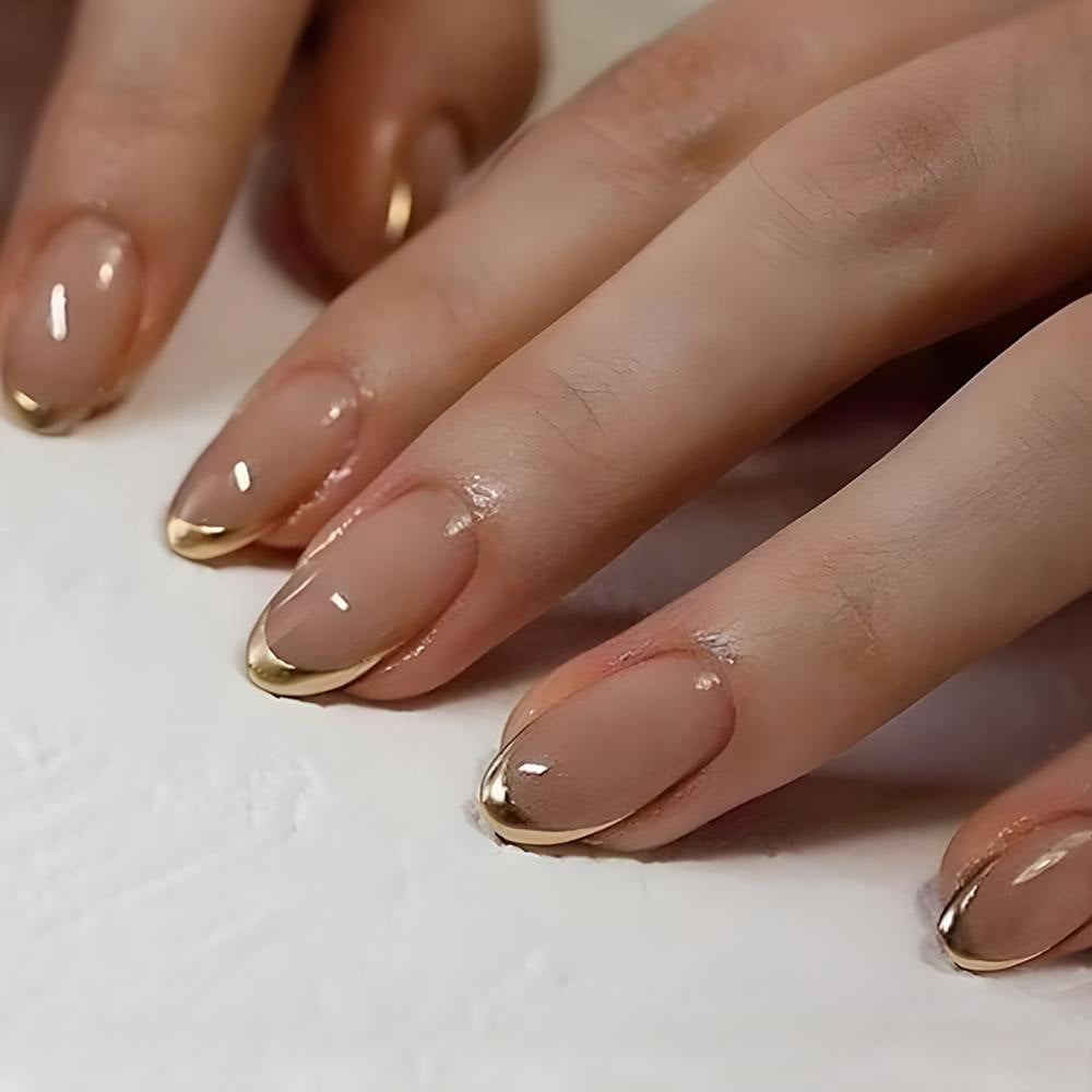 Gold Pink Gradient French Tip