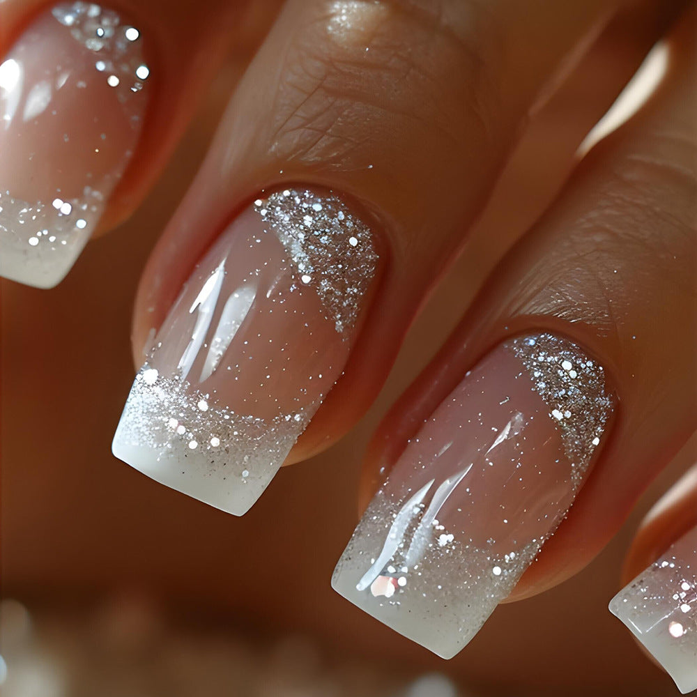 Silver Glitter French Tip