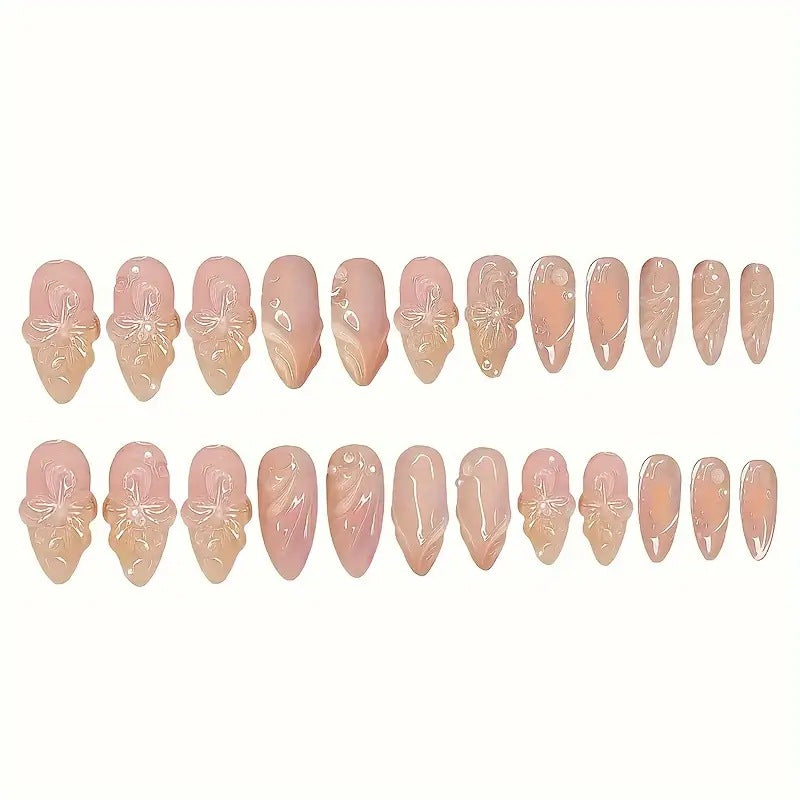 Almond Nail Pure Flower Wear Nail Removable Fake Nails Dropshipman